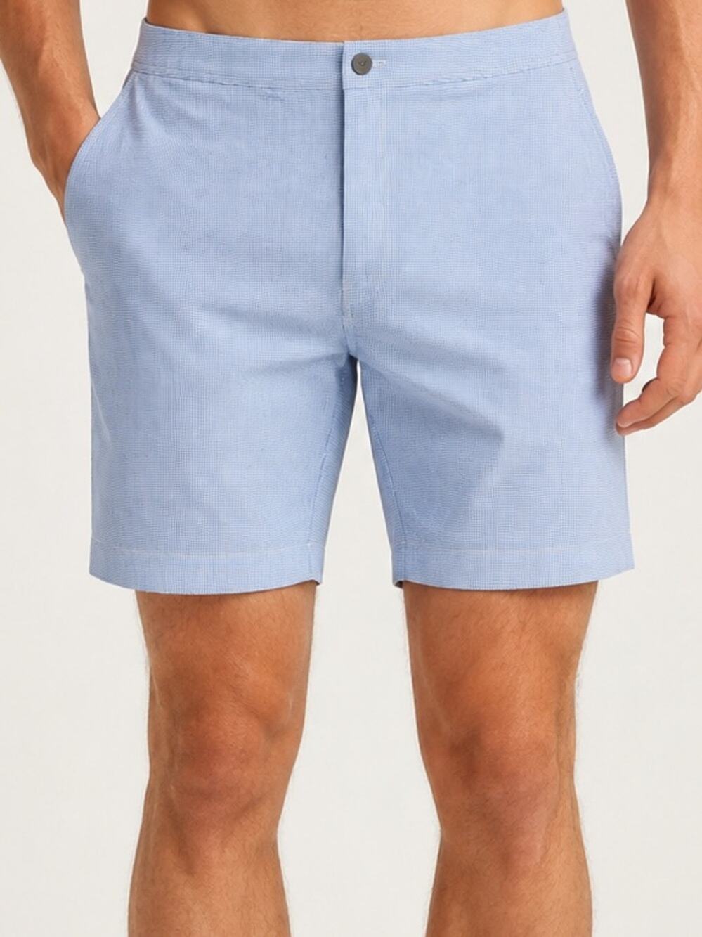 Onia Calder Swim Shorts XL Blue White Seersucker Striped Lined Resort Beach